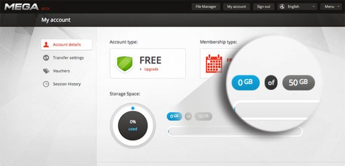 mega cloud storage free download