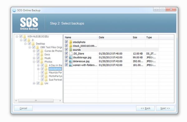 Select folders and files for restore Select folders and files for restore