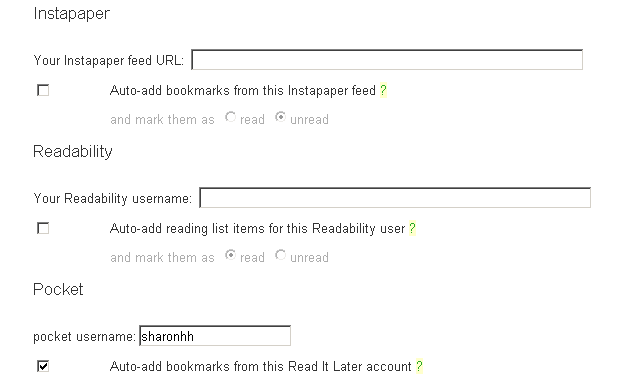 Pinboard Import Settings