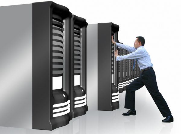 Business Man Adding Server to Network