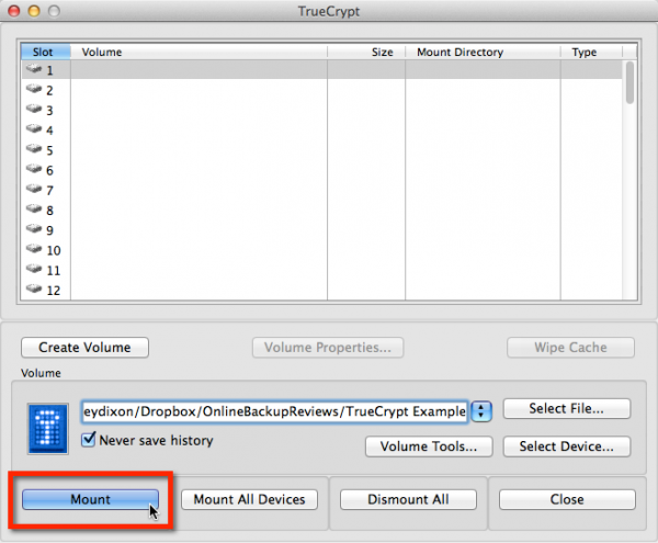 Mounting a TrueCrypt Volume (2) Mounting a TrueCrypt Volume (2)