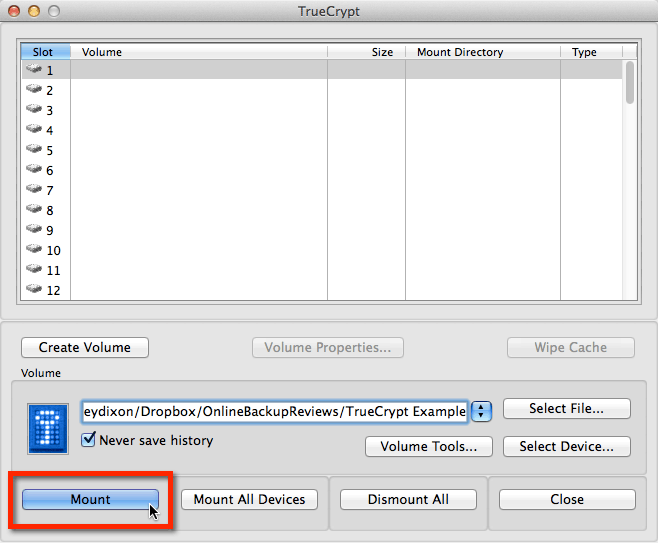 Mounting a TrueCrypt Volume (2) Mounting a TrueCrypt Volume (2)