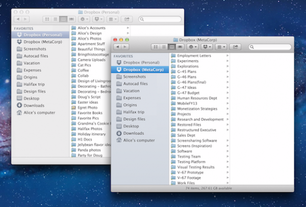 New Dropbox Business Interface New interface shows both personal and biz folders