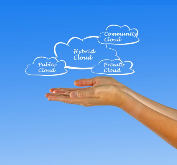 Hybrid cloud Held up by hands