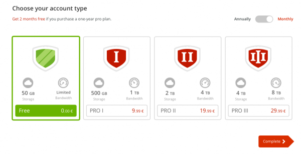 Mega Acount Type Selection Screenshot