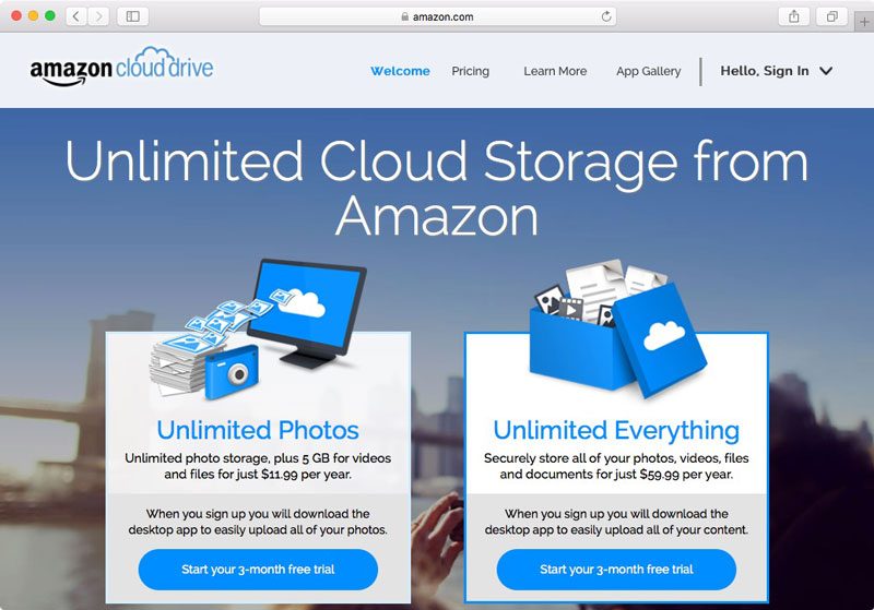 Amazon Cloud Drive Review Homepage Screenshot