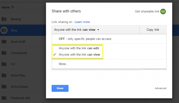 sharing permissions folder google drive owner