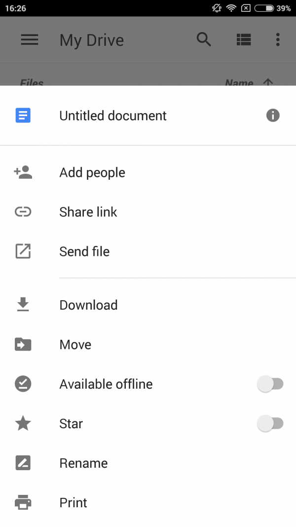 Google Document Available Offline