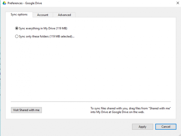 Google Drive Preferences