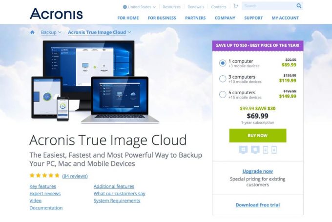 acronis true image cloud backup onedrive