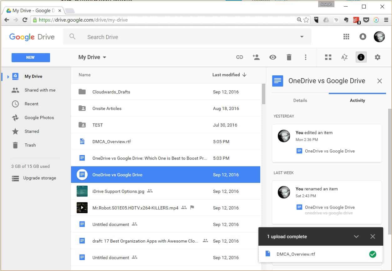 Google Drive Интерфейс