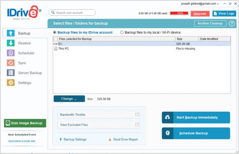 IDrive Desktop Interface