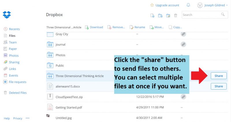 Dropbox share button