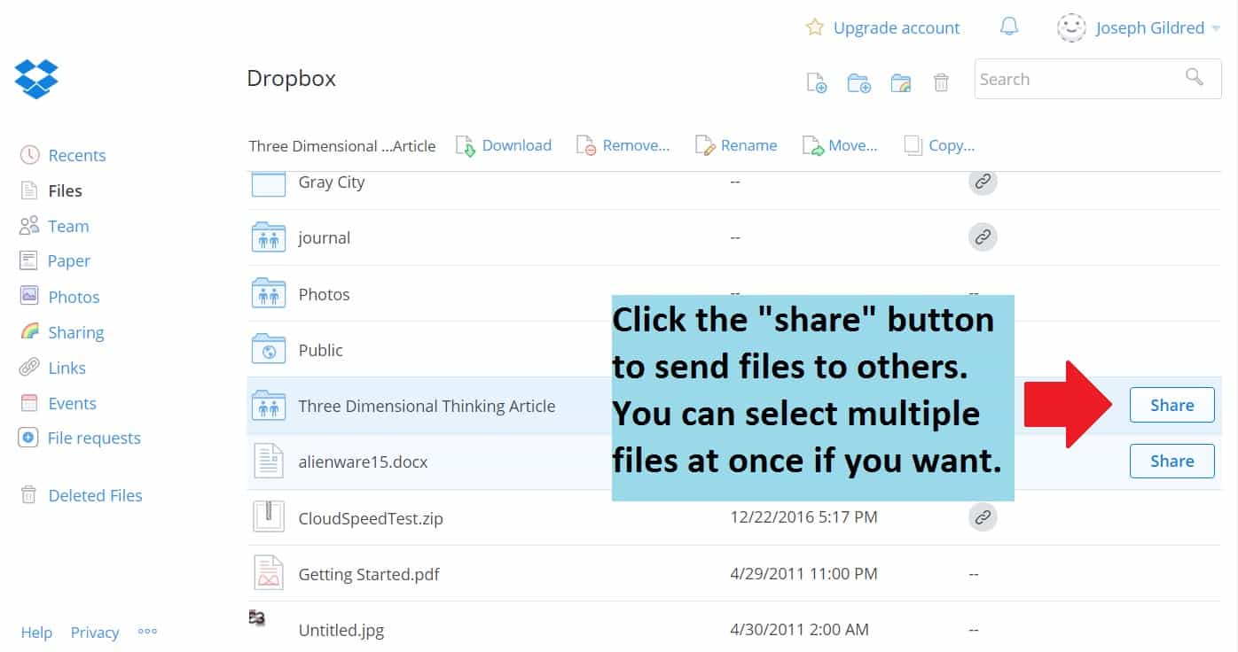 dropbox share file