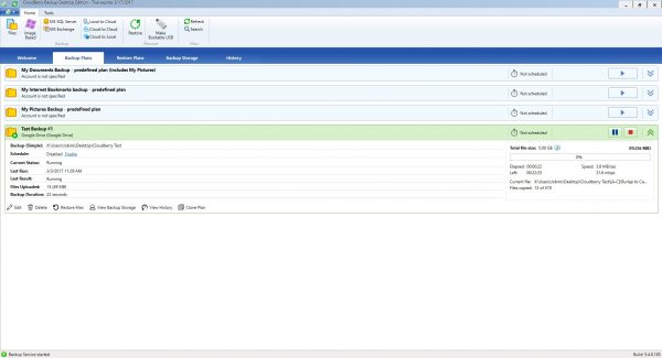 CloudBerrybackup in progress