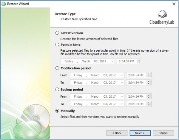 CloudBerryrestore options1
