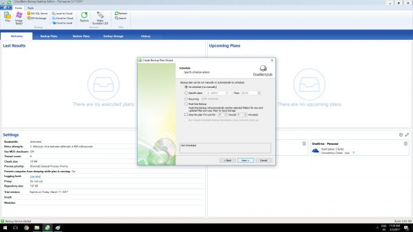 CloudBerryschedule options
