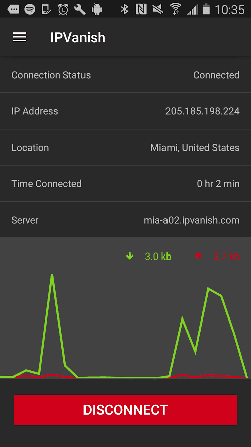 IPVanish Android Connected