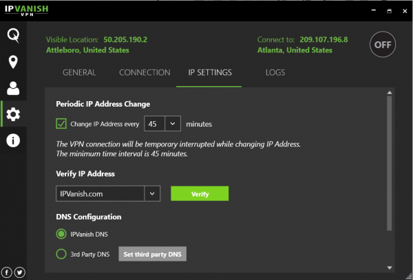 IPVanish IP Settings