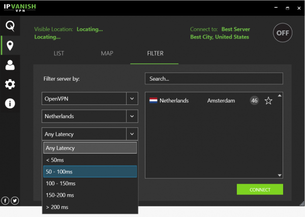 IPVanish Server Filters
