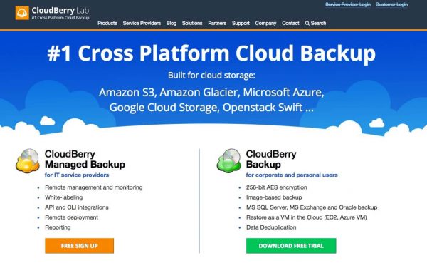 Cloudberry Backup Homepage