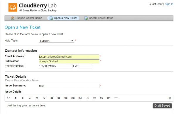 CloudBerry.SupportTicket