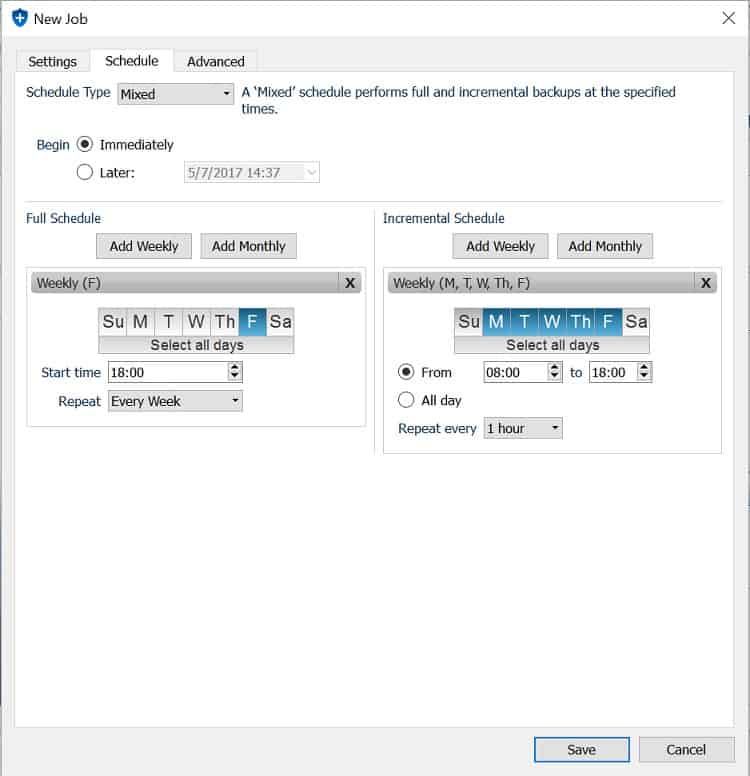 cloudberry backup weekly daily monthly