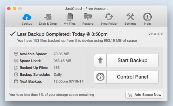 JustCloudApplicationScreenshot