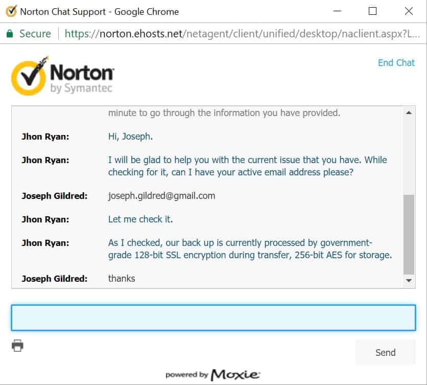 antivirus Norton tramite il backup di Internet