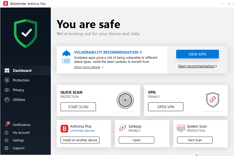 Bitdefender-Interface