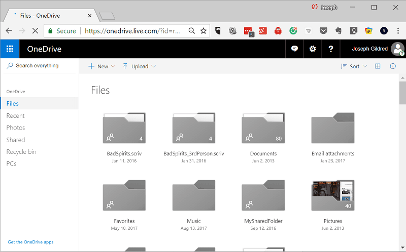 OneDrive Web Interface Files