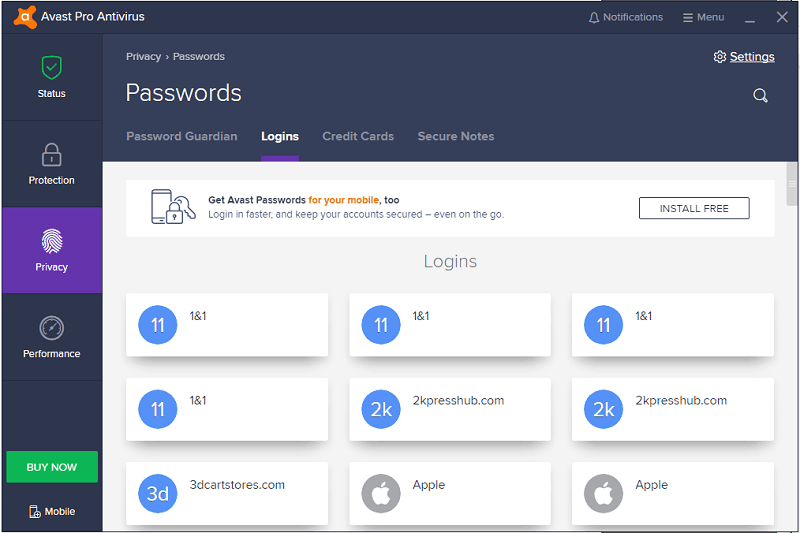 Avast Pro password manager