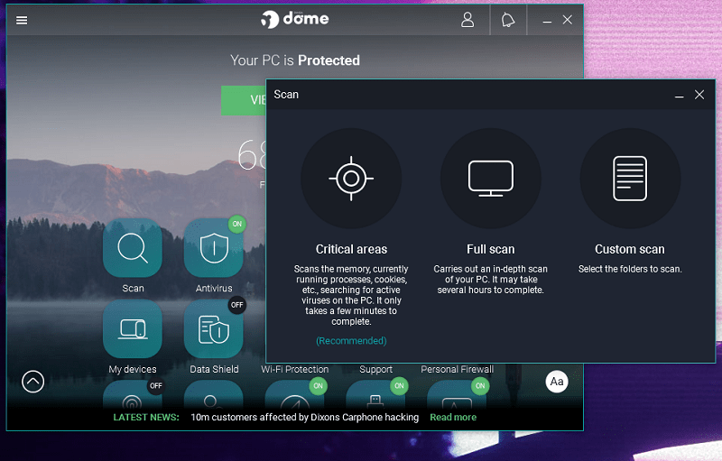 Panda Security scan settings