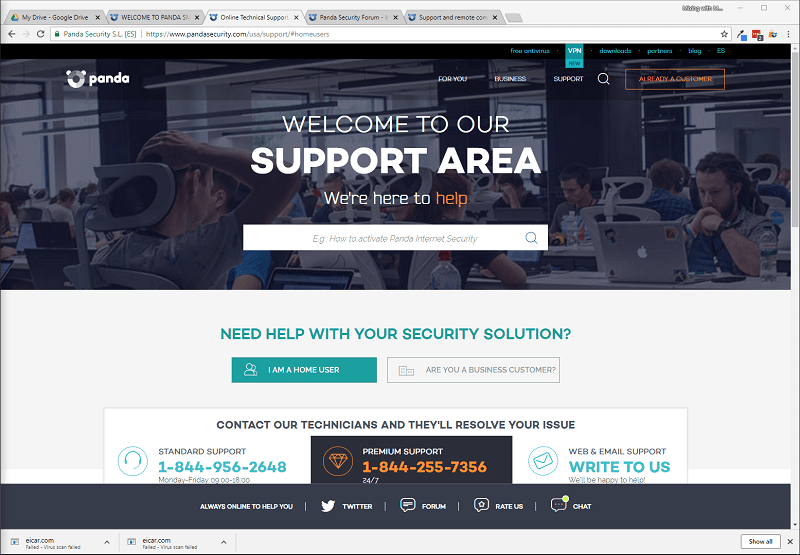 Panda Security support page