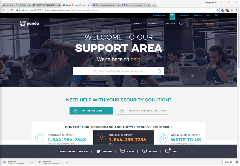 Panda Security support page Panda Security support page