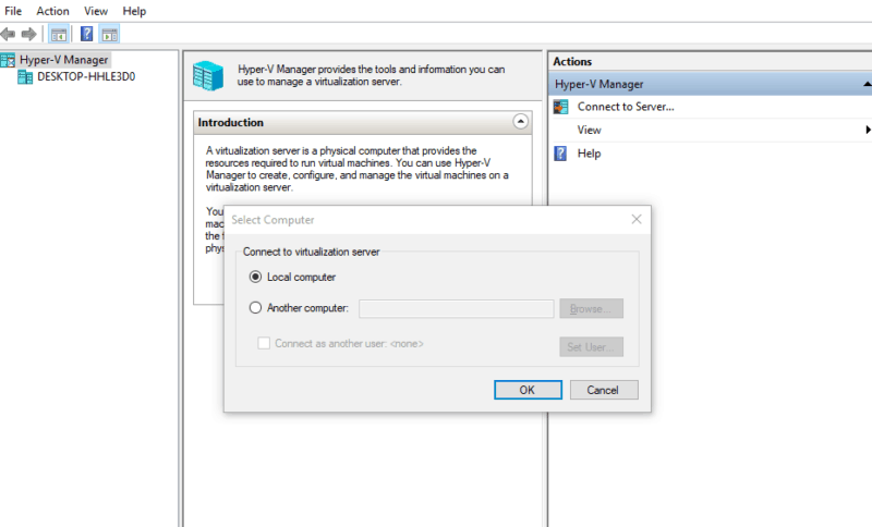 Hyper-V-Manager-Local-Computer Hyper V Manager