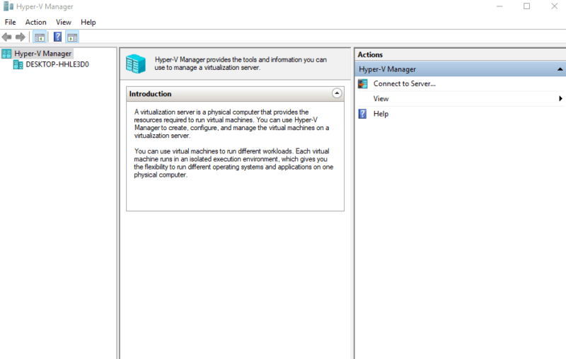 Hyper-V-Manager-Start Hyper V Start