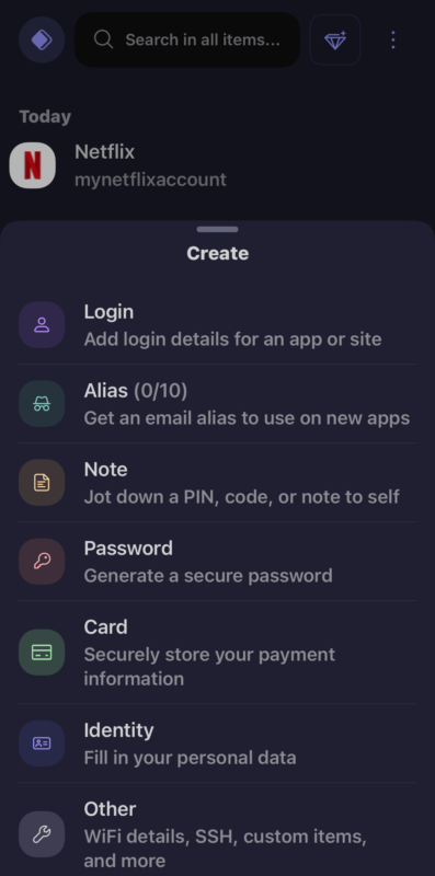 proton pass ios interface