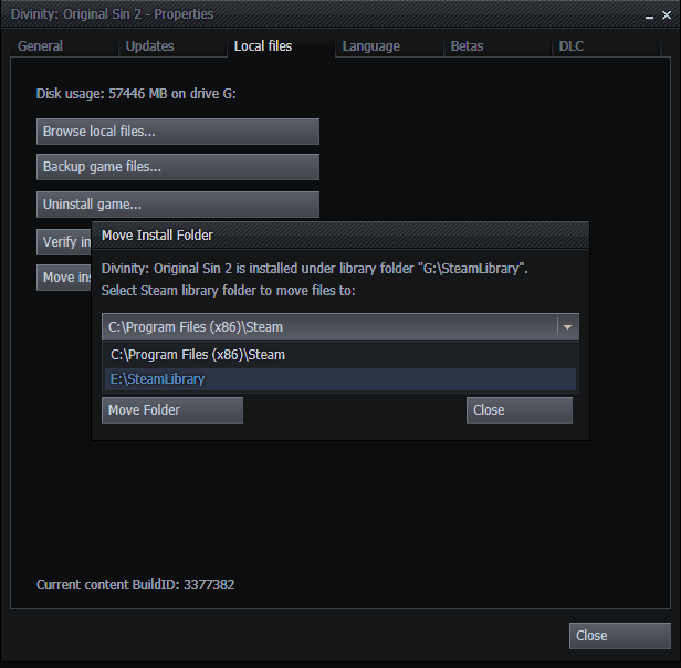 how to move all steam files to another drive
