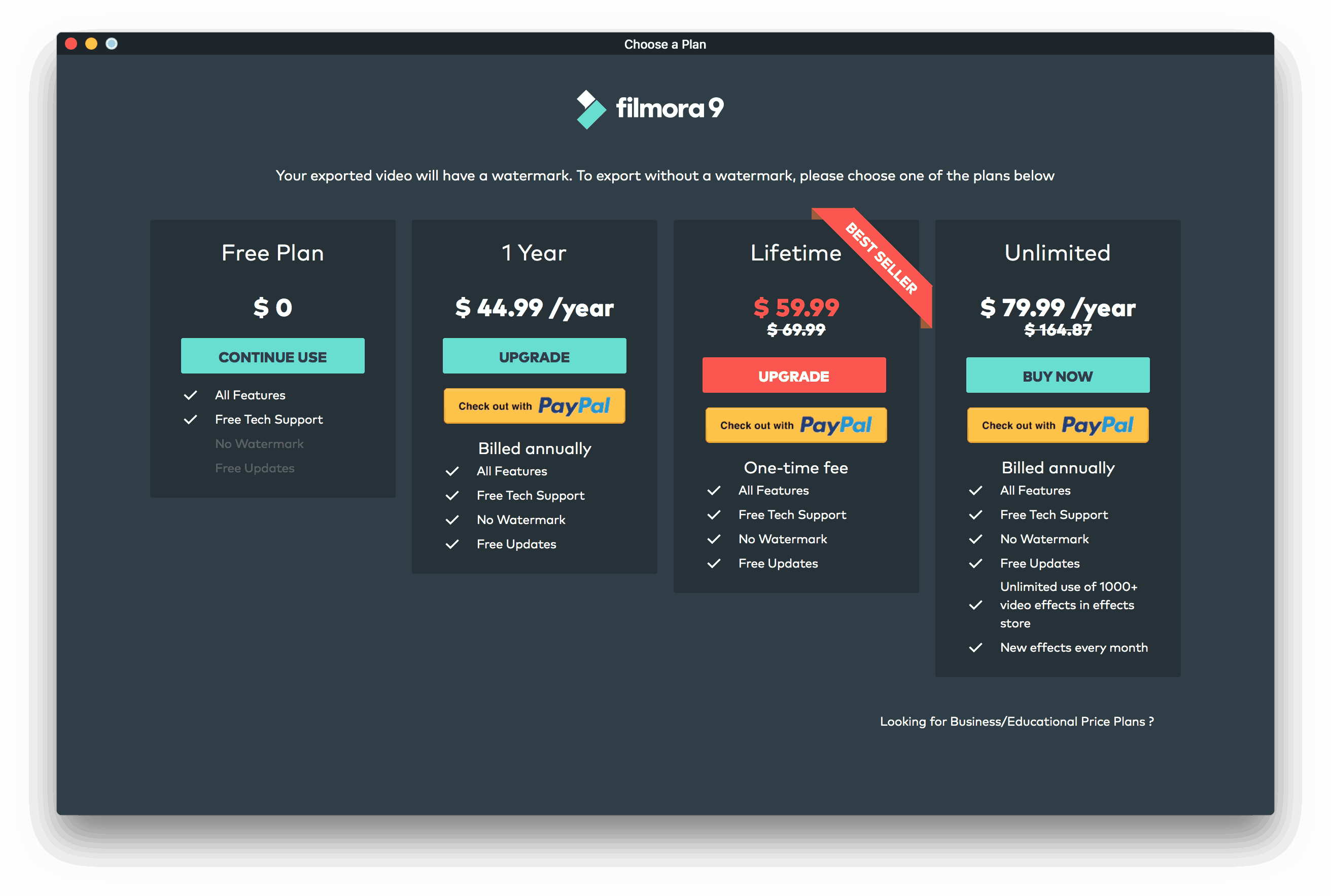 how much does filmora 9 cost
