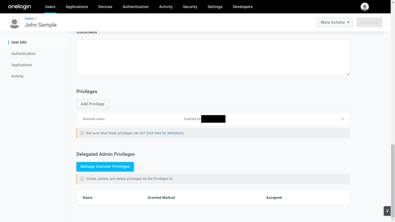 OneLogin user privileges