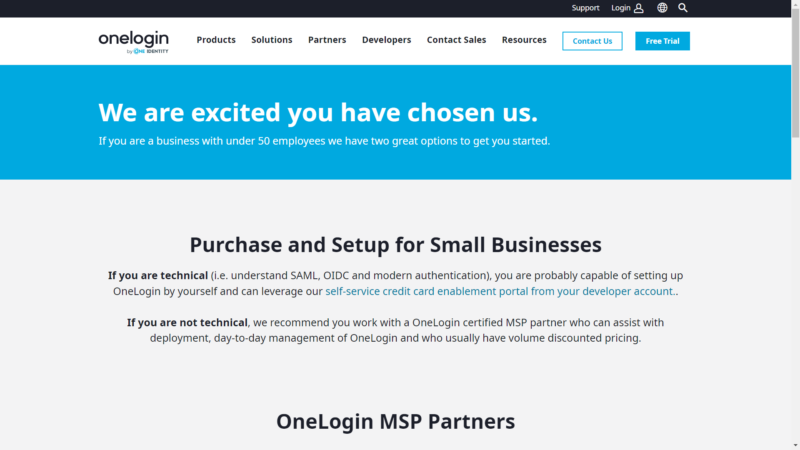 onelogin small business
