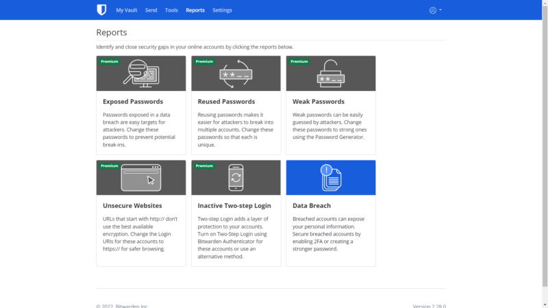bitwarden reports