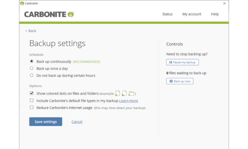 Carbonite-Settings