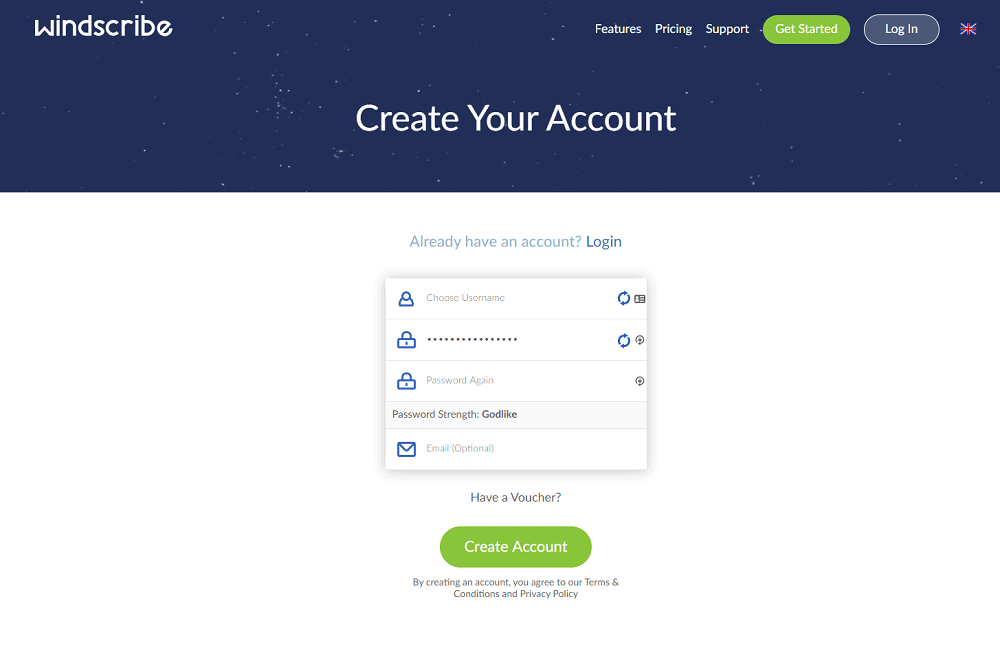 windscribe account