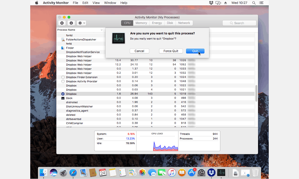 cant close dropbox on mac