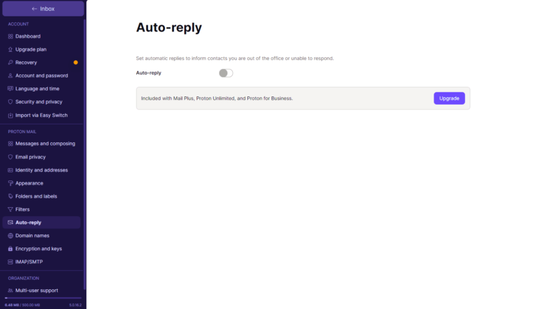 Proton mail auto reply