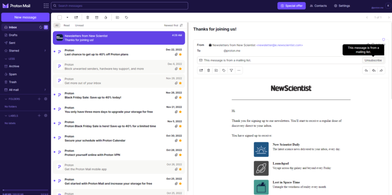 Proton mail unsubscribe