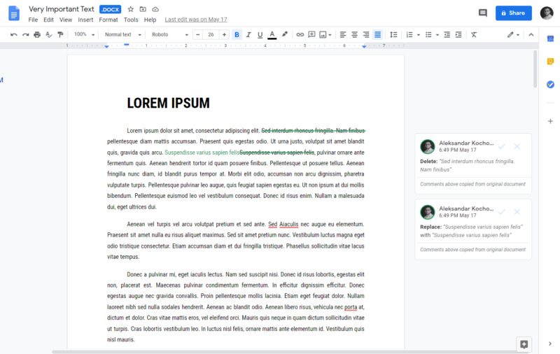 Google Docs document editor