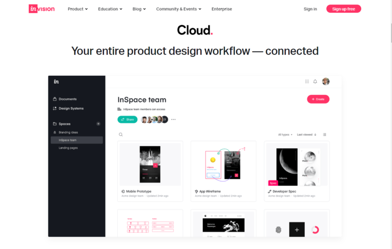 Invision UX design